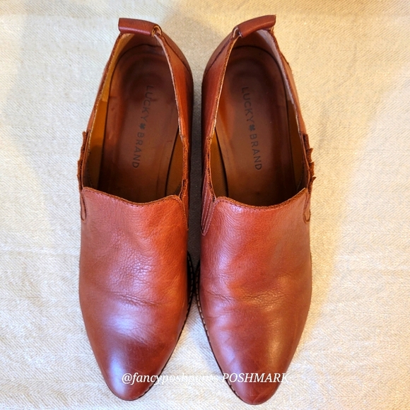 LUCKY BRAND leather bootie super soft quality leather slip on stacked heel shoe - Picture 11 of 17